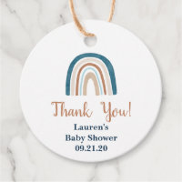 Blue rainbow baby shower boy favor tags