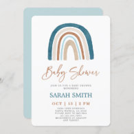 Blue Rainbow Baby Shower boy Invitation