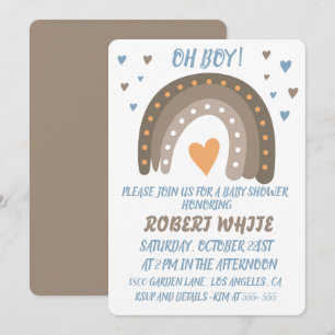 Blue Rainbow Baby Shower Boy Invitation