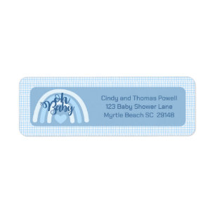 Blue Rainbow Baby Shower Label