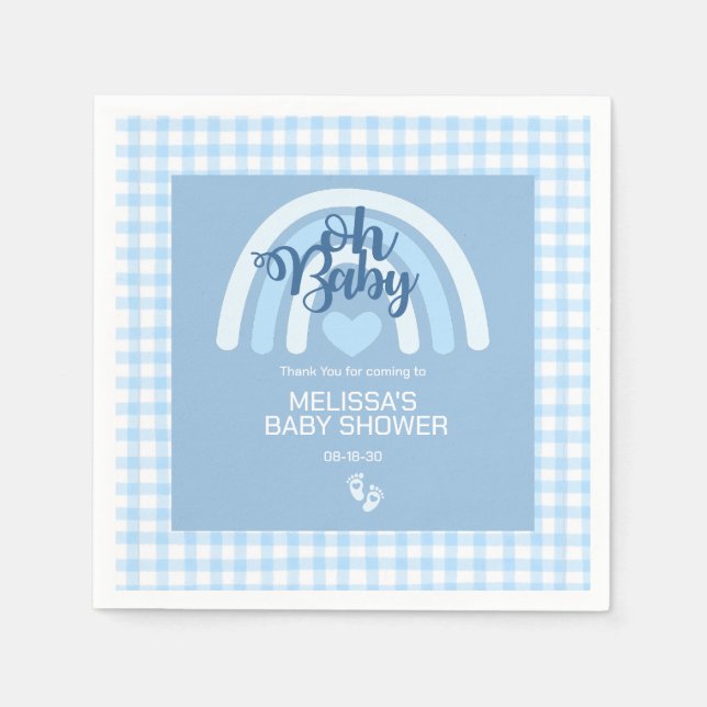Blue Rainbow Baby Shower Napkins (Front)
