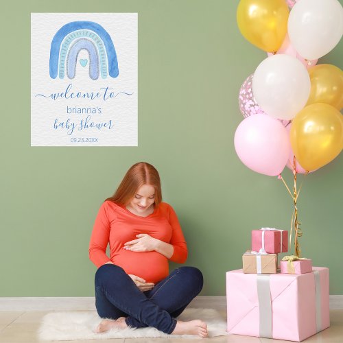 Blue Rainbow Baby Shower Welcome  Poster