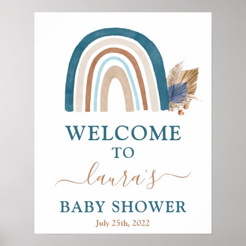 Blue Rainbow Baby Shower Welcome sign