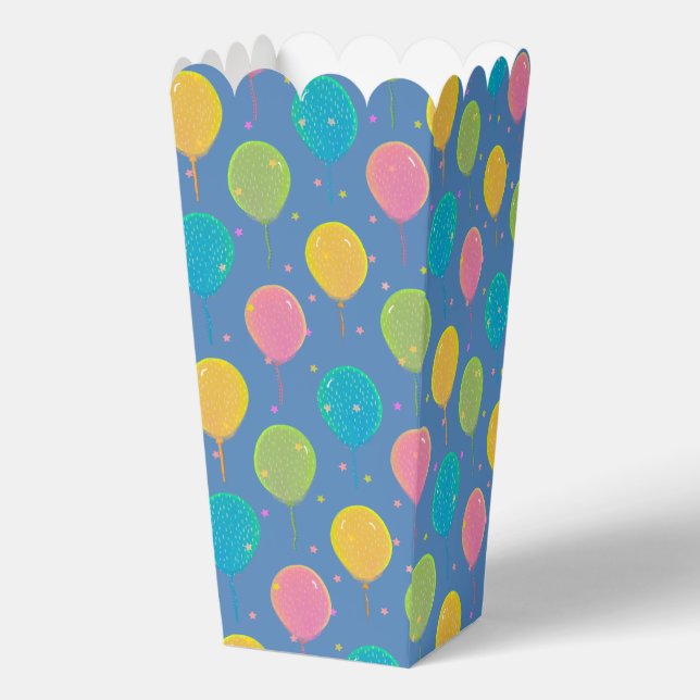 Blue rainbow balloons  favor boxes (Front)