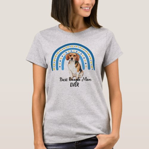 Blue Rainbow Best Beagle Mom T_Shirt