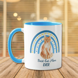 Blue Rainbow Best Ginger Cat Mom Mug
