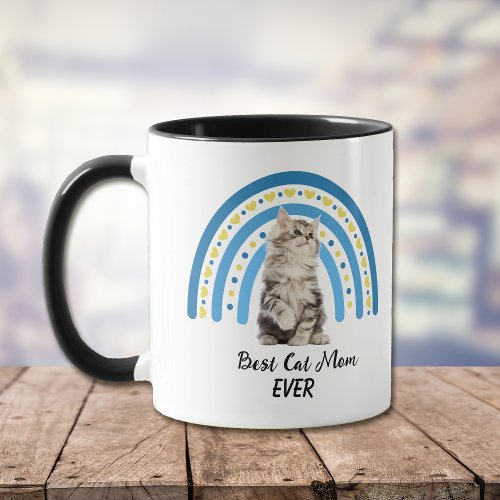 Blue Rainbow Best Gray Maine Coon Cat Mom Mug