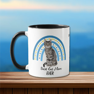 Blue Rainbow Best Gray Tabby Cat Mom Mug