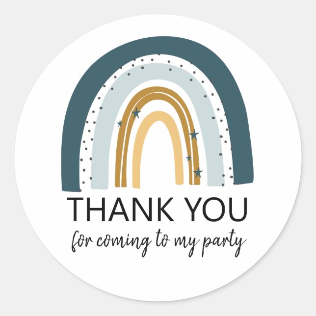 Blue Rainbow Birthday Favor Stickers (Front)