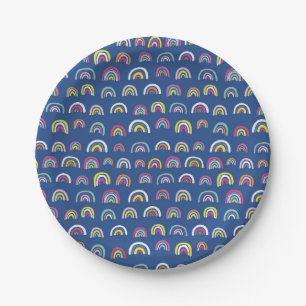 Blue Rainbow Birthday Party Paper Plates