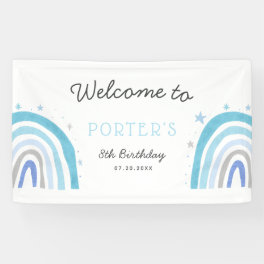 Blue Rainbow Birthday Party Welcome Banner