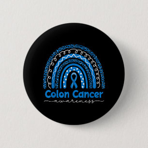 Blue Rainbow Blue Colon Cancer Awareness  Button