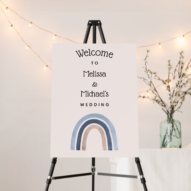 Blue Rainbow Boho Design Wedding Welcome Foam Board (In Situ (Stand))