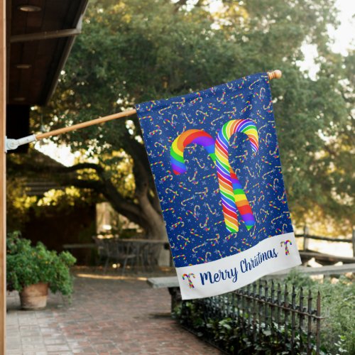  Blue Rainbow Candy Canes Pride Christmas  House Flag