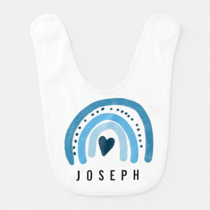 Blue Rainbow Cute Heart Baby Boy Bib