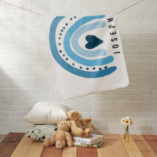 Blue Rainbow Cute Heart Baby Boy Blanket
