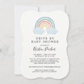Blue Rainbow Drive By Baby Shower Invitations (Front)