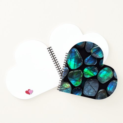 Blue Rainbow Labradorite Gems Heart Love Journal