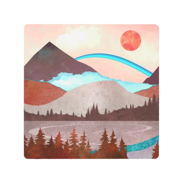 Blue Rainbow Landscape Metal Print (Front)