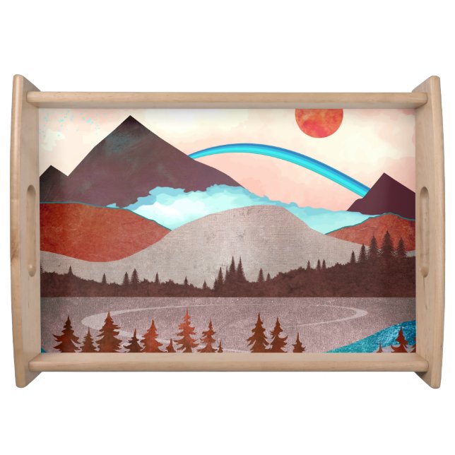 Blue Rainbow Landscape Serving Tray (Front)