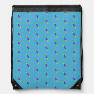 Blue rainbow line pattern Drawstring Backpack