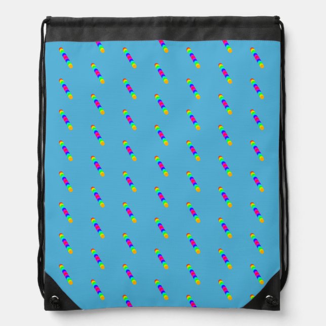 Blue rainbow line pattern Drawstring Backpack (Front)