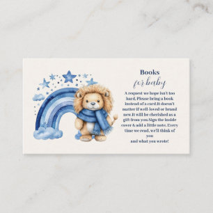 Blue Rainbow Lion Baby Shower  Books for Baby Enclosure Card