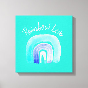 Blue Rainbow love watercolor Canvas Print
