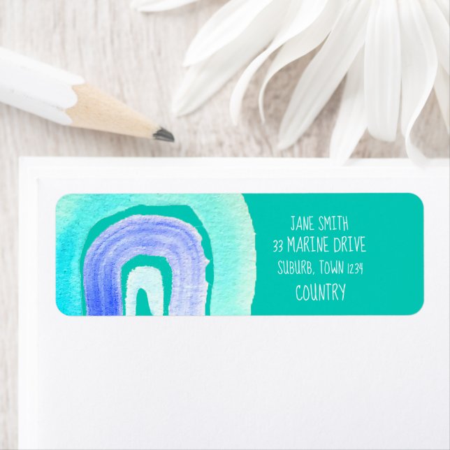 Blue Rainbow love watercolor Label (Insitu)