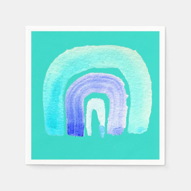 Blue Rainbow love watercolor Napkins (Front)