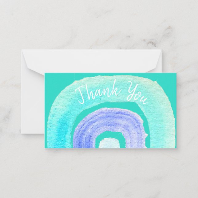 Blue Rainbow love watercolor Note Card (Front)