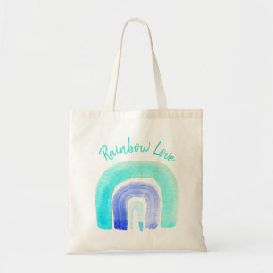 Blue Rainbow love watercolor Tote Bag