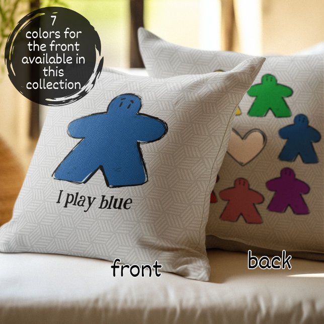 Blue Rainbow Meeple Board Game Love  Throw Pillow (Creator Uploaded)