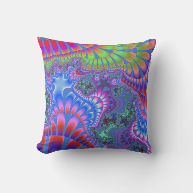 Blue Rainbow Melt Throw Pillow (Front)