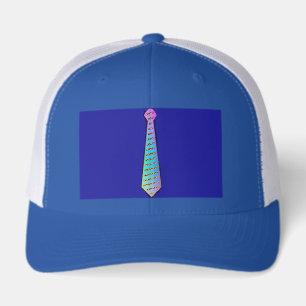 Blue Rainbow Necktie Blue White Hat