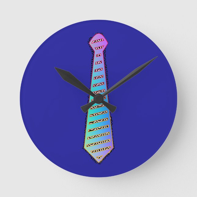 Blue Rainbow Necktie Home Decor  Round Clock (Front)
