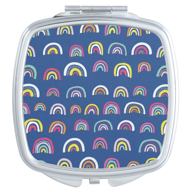 Blue Rainbow pattern Compact Mirror (Front)