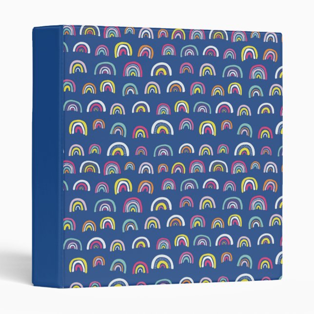 Blue Rainbow pattern kids 3 Ring Binder (Front/Spine)