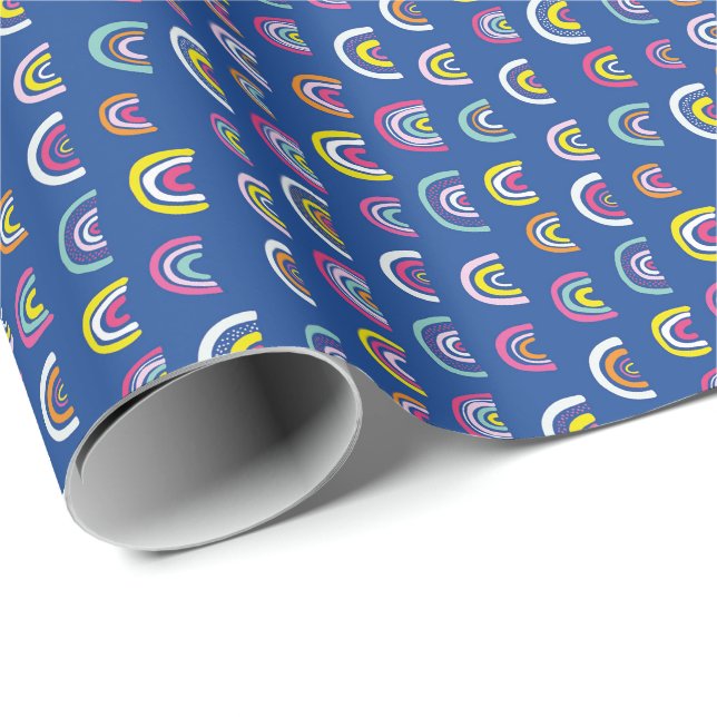Blue Rainbow Pattern Wrapping Paper (Roll Corner)