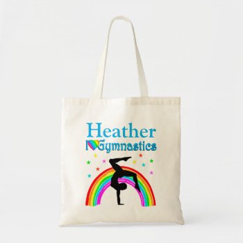 Blue Rainbow Personalized Gymnastics Tote Bag by MySportsStar at Zazzle