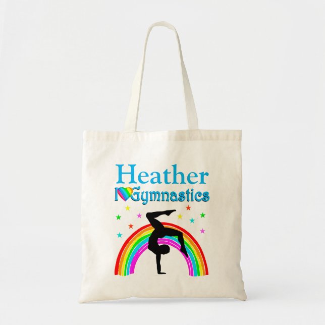 BLUE RAINBOW PERSONALIZED GYMNASTICS TOTE BAG (Front)