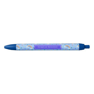 Blue Rainbow Rain Clouds Personalized Name Pen