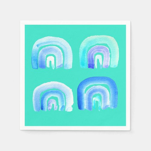 Blue rainbow retro turquoise napkins