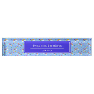 Blue Rainbow Sky Personalized Desk Name Plate
