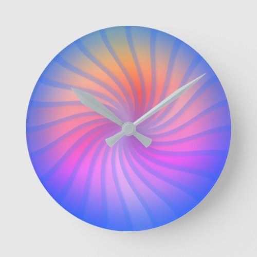 Blue Rainbow Spiral  Round Clock
