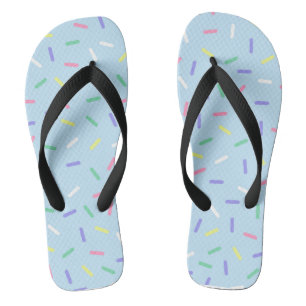 Blue rainbow sprinkles confetti fun colorful flip flops