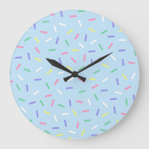 Blue rainbow sprinkles confetti fun colorful large clock