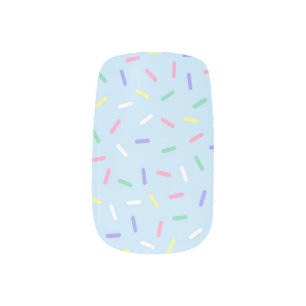 Blue rainbow sprinkles confetti fun colorful minx nail art