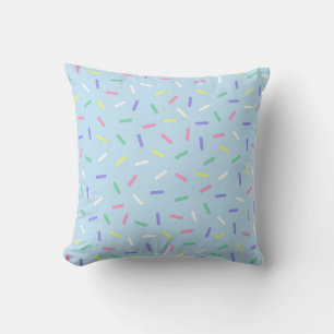 Blue rainbow sprinkles confetti fun colorful throw pillow