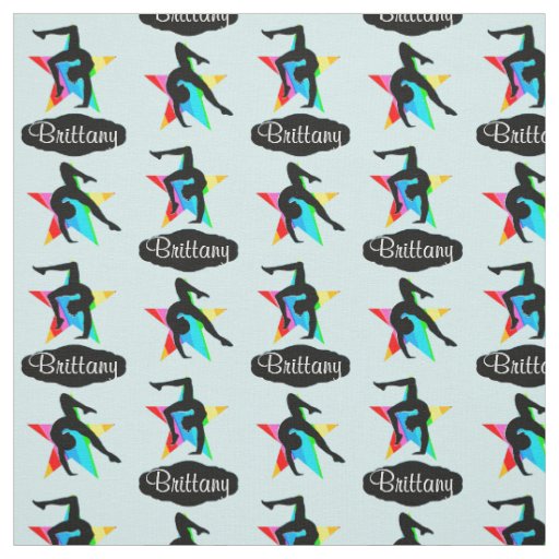 BLUE RAINBOW STAR PERSONALIZED GYMNASTICS FABRIC